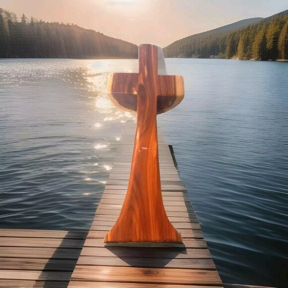 Wooden Cedar Cross made in Texas Handmade faith Texan USA WESTERN DECOR - Picture 3 of 6